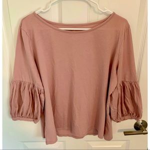 LOFT Mauve Pink Lantern Sleeve Top in Size Large